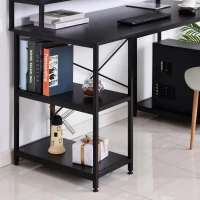 HOMCOM Mesa para Computador com Prateleiras Pés Ajustáveis ​​Moldura de Metal 140x60x93 cm(m-8)