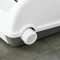 PawHut Caixa de Areia para Gatos Caixa de Areia Aberta Semi-Automática com Botão Ancinho Bandeja Removível e Borda Alta 62x46,5x19,5cm Branco(m-8)