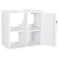kleankin Móvel para Lavatório Pousar Suspenso com 2 Prateleiras Abertas e Armário com Prateleira Ajustável 60x30x54 cm Branco(m-12)