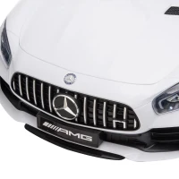 HOMCOM Carro elétrico infantil para 3-5 anos Mercedes GTR licenciado bateria de 12V com controle remoto Porta de abertura dupla Carga 25kg 105x58x45 cm Branco(m-10)