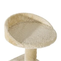 PawHut Árvore arranhador para gato com poste cama plataforma com cobertor veludo de sisal 50x50x100cm bege(m-8)