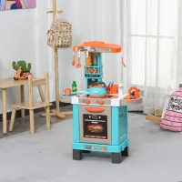 HOMCOM Conjunto de brinquedos de cozinha para crianças acima de 3 anos Luzes e sons educacionais azul(m-2)