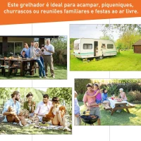 Outsunny Barbecue a Carvão de Mesa Compacta com Termômetro e Alças para Jardim Exterior Campismo 50x35x39 cm Preto(m-7)