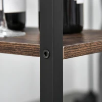 HOMCOM Conjunto de mesa de bar e 2 bancos com apoio para os pés e prateleiras de 3 níveis 109x60x100 cm marrom rústico(m-10)