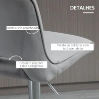 HOMCOM Conjunto de 2 Bancos de Bar Cadeiras Altas com Altura Ajustável e Giratórios com Estrutura de Metal e Apoio para os Pés 41x51x97-117cm Cinza(m-6)