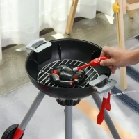 HOMCOM Conjunto de Churrasqueira para Crianças Acima de 3 Anos 39 Peças Luz e Som 34.5x37x56 Vermelho(m-6)