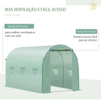 Outsunny Cobertura de Estufa com 6 Janelas e Porta para Jardim Anti-UV PE 300x200x200 cm Verde(m-5)