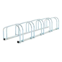 HOMCOM Estacionamento para 5 Bicicletas Suporte de Aço para Estacionar Bicicletas no Chão para Interior e Exterior 130x33x27cm Prata(m-9)