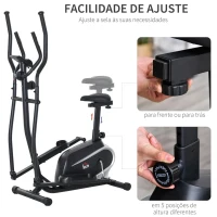 HOMCOM Bicicleta elíptica de fitness com Resistência Magnética Ajustável Tela LCD Sela Ajustável Monitor de Frequência Cardíaca e Volante 3 kg 103x62x151 cm Preto(m-5)