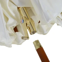 Outsunny Chapéu de Sol de Jardim 200x150x230cm Chapéu de Sol Retangular Inclinável com Polia Duplo Teto e Mastro Desmontável de Madeira para Terraço Pátio Creme(m-12)