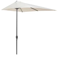 Outsunny Meia chapéu de sol 230x130x245 cm chapéu de sol para Parede Jardim com Manivela e Vara Metálica Ø38 mm Terraço Varanda Creme(m-4)
