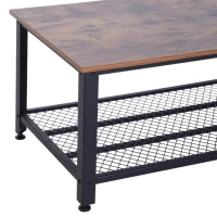 HOMCOM Mesa de Centro com Prateleira Mesa Auxiliar Multifuncional Estilo Industrial para Sala de Estar Dormitório Metal e Madeira 106x60x45cm Madeira e Preto(m-10)