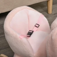 HOMCOM Baloiço Infantil com Forma de Coelho de Pelúcia Baloiço para Bebés 18-36 Meses com Som Cinto de Segurança Guidão e Apoio para os Pés 60x33x50cm Rosa(m-8)