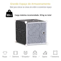 HOMCOM Armário modular de plástico 12 Cubos com Portas para Armazenamento de Roupas Armário Organizador para Brinquedos 111x47x145cm(m-6)