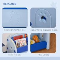 HOMCOM Estante Infantil de Brinquedos e Livros para Crianças com 2 Prateleiras e Caixa de Armazenamento com Tampa Dobrável para Habitação Infantil 70x33x62,5cm Azul(m-6)