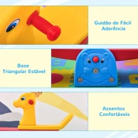 HOMCOM Baloiço Infantil em Forma de Girafa com Encosto Guidão Texturizado Carga 20kg por Assento para Interior e Exterior 150x32x60cm Multicor(m-6)