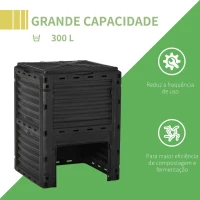 Outsunny Compostor Orgânico de 300L de capacidade para a Produção de Fertilizante de Jardim com 48 Respiradouros 60,5x60,5x81,5cm Preto(m-5)