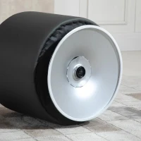 HOMCOM Apoio para os pés Otomano Giratório Banco Puff Redondo Estofado em Couro Sintético de Estilo Moderno para Dormitório Entrada Sala de Estar Ø45,5x44,5cm Cinza(m-9)