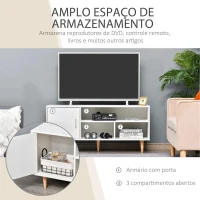 HOMCOM Móvel de TV para Televisores de até 60” Móvel de Sala de Estar Moderno com Armário 3 Compartimentos 120x40x55cm Branco(m-4)