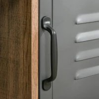 HOMCOM Aparador com Porta de Metal Móvel Auxiliar com 3 Prateleiras Abertas e Armário com Porta e Prateleira Ajustável 80x35x82cm Madeira Natural(m-8)
