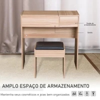 HOMCOM Toucador de Maquilhagem com Branco e Tampa Dobrável Mesa de Maquilhagem com Compartimentos e Gaveta 80x40x79cm Madeira(m-5)