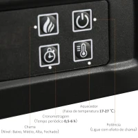 HOMCOM Lareira de parede elétrica Potência 1800W Efeito de chama de LED com controle remoto Temporizador e termostato 79x27x62,4 cm branco(m-6)