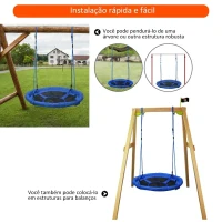 HOMCOM Baloiço para Criança tipo Ninho Baloiço Infantil Redondo acima de 3 Anos Carga Máx. 100 kg Ø100x180 cm Azul(m-6)