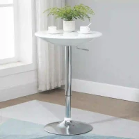 HOMCOM Mesa de Bar com Altura Regulável Giratória 360° com Base Redonda Mesa Alta de Aço Moderna para Cozinha Sala de Jantar Cafeteria 61x61x76-97cm Branco(m-2)