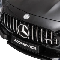 HOMCOM Carro elétrico para crianças de 3-5 anos Mercedes GTR licenciado Bateria 12V com controle remoto Música Faróis Porta dupla de abertura Carga 25kg 105x58x45 cm Preto(m-9)