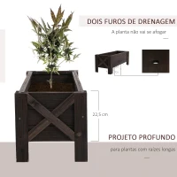 Outsunny Horta Vertical Floreira de Madeira Retangular com Pés para Flores Plantas Cultivos 100x36,5x36cm Marrom(m-6)