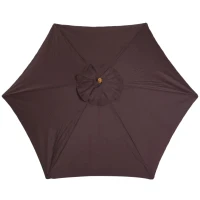 Outsunny Chapéu de Sol Ø250x230cm Chapéu de Sol com Mastro de Madeira com 6 Hastes Sistema de Polia com Fixação para Jardim Pátio Terraço Marrom(m-10)