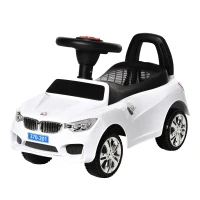 HOMCOM Carro Andador para Crianças de 18-36 Meses com Faróis Música Buzina Volante Compartimento de Armazenamento e Alça para Empurrar 63,5x28x36 Branco(m-1)