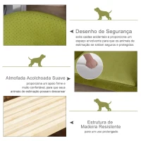 PawHut Sofá-cama para animais de estimação Sofá para cães Gatos com almofada acolchoada removível Pernas de madeira 73x58x37 cm Latão de veludo(m-5)
