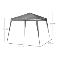 Outsunny Tenda Dobrável Tenda com Desenho Pop Up para Jardim Campismo Festas Eventos Aço e Oxford 2.4x2.4 m Cinza(m-3)