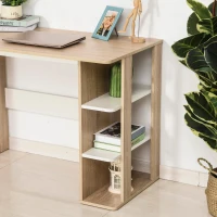 HOMCOM Secretária 2 em 1 com prateleira de 3 níveis Superfície Grande Amplo espaço de armazenamento 100x55x74 cm Madeira(m-8)