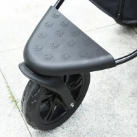 PawHut Carrinho dobrável para animais de estimação com 3 rodas Correias de segurança e cesto de armazenamento 109,5x54,5x106,5 cm Vermelho e preto(m-10)