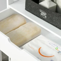 Kleankin Armário para Banheiro com 3 Prateleiras Gaveta e 2 Portas Móvel de Armazenamento para Cozinha, Sala de estar Dormitório 60x33x122,5cm Branco(m-8)