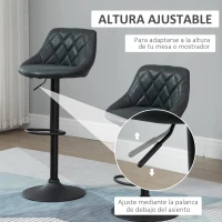 HOMCOM Conjunto de 2 Bancos de Bar Giratórios com Altura Ajustável Bancos Altos Moderno de Cozinha com Base Redonda e Apoio para os Pés 51,5x48x83-104cm Preto(m-4)