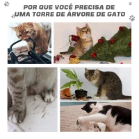 PawHut Árvore do gato com poste e placa de arranhão  cavernas Cama macia 59x39x83 cm(m-7)
