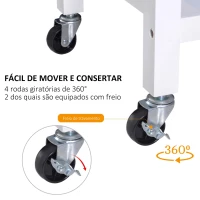 HOMCOM Carrinho de Cozinha Multiusos Carrinho Auxiliar com Rodas Prateleiras Armário e Gavetas para Cozinha 88,5x40x86cm Branco e Madeira Natural(m-6)