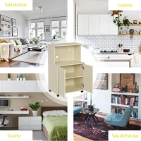 HOMCOM Armário Auxiliar para Microondas Armário de Cozinha Baixo com Armário de 2 Portas e Prateleira Ajustável com Rodas Carga 70 kg 60,4x40,3x97cm Carvalho(m-7)