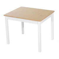 HOMCOM Conjunto Infantil de Mesa 2 Cadeiras e Banco com Armazenamento Móveis Infantil para Sala de Jogos Dormitório Branco e Natural(m-8)