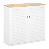 HOMCOM Aparador de 2 Portas Desenho de Persiana com Prateleira Ajustável Armário Auxiliar de Armazenamento Moderno para Sala de Estar Dormitório 80x30x78,5cm Branco