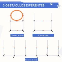 PawHut Conjunto de treino de agilidade para cães com bolsa de transporte incluída 74,5x66x91 cm Branco e laranja(m-4)
