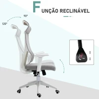 Vinsetto Cadeira ergonômica giratória altura ajustável e reclinável até 120º posição de bloqueio 64x61x120,9-128,9 cm Cinza(m-5)