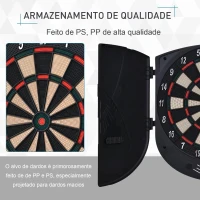 HOMCOM Alvo Eletrônico Digital com 6 Dardos até 8 Jogadores Marcador Portas Laterais Tela LCD 46.5x4.4x50.5 cm Preto(m-4)