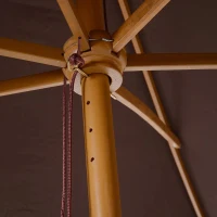 Outsunny Chapéu de Sol de Jardim com Sistema de Polia Teto Ventilado e Mastro de Madeira para Terraço Pátio Exterior 2,95x2x2,55m Café(m-11)