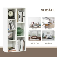 HOMCOM Estante para Livros Estante de Madeira com 7 Compartimentos de Armazenamento Plantas Arquivos para Sala de Estar Dormitório Escritório 50x24x106cm Branco(m-6)
