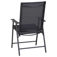 Outsunny Conjunto de 2 cadeiras dobráveis para exterior com apoio de braços Cadeiras para varanda Jardim Terraço 58x64x94 cm Preto Carga 100kg(m-7)