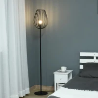 HOMCOM Lâmpada de pé com base de metal moderno com interruptor de pé Ф27,5x159 cm Preto(m-2)